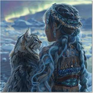 Inuit Child With A Cat Posters and Art